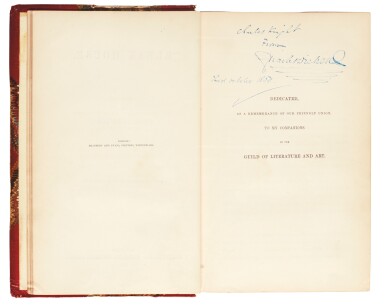 View full screen - View 1 of Lot 162. Dickens, Bleak House, 1853, first edition in book form, dedication copy inscribed to Knight.