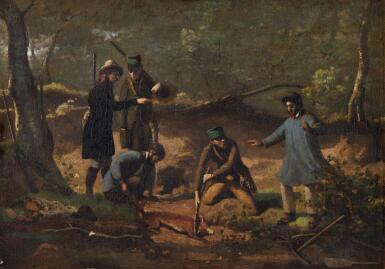 View full screen - View 1 of Lot 120. Une chasse au renard chez M. Delalain.