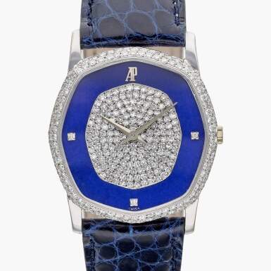 View full screen - View 1 of Lot 696. A white gold and diamond-set wristwatch, Circa 1980.
