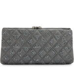 Gunmetal iridescent Quilted Lambskin and Crystal Clutch Ruthenium Hardware, 2015 - 2016