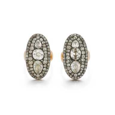 View full screen - View 1 of Lot 142. Pair of Diamond Rings .