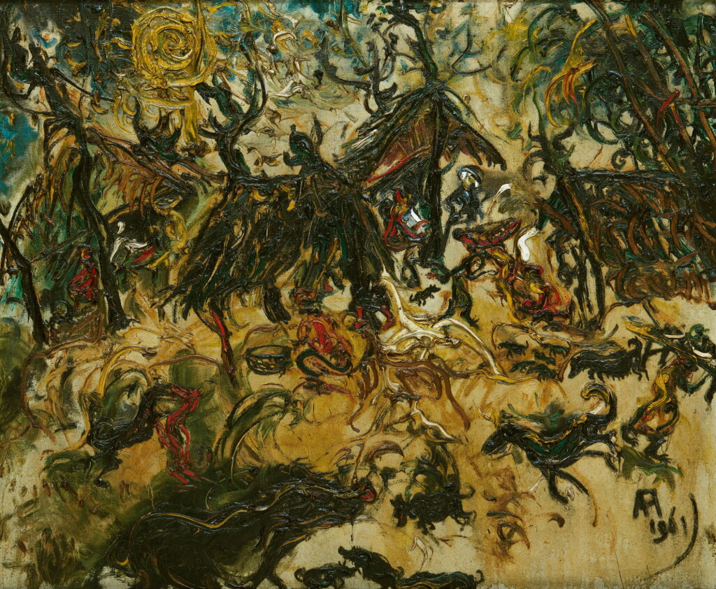 View full screen - View 1 of Lot 44. Affandi 阿凡迪 | Market Scene 市場.