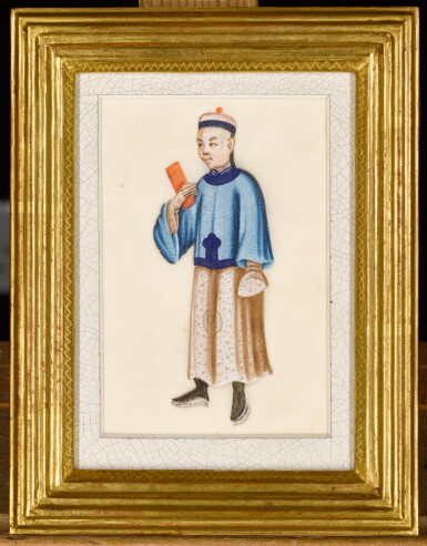 View full screen - View 1 of Lot 218. A set of five rice-paper paintings of individual figures, Chinese school, 19th century.
