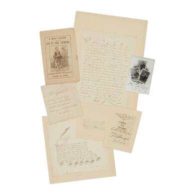 View full screen - View 1 of Lot 415. (Limb-Deficient Calligraphers: Handwriting) | A group of six items.