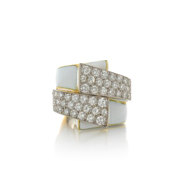 View full screen - View 1 of Lot 164. Gold, Enamel and Diamond Ring.