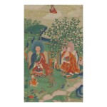 A THANGKA DEPICTING CHUDAPANTAKA AND KANAKAVATSA, TIBET, 19TH CENTURY