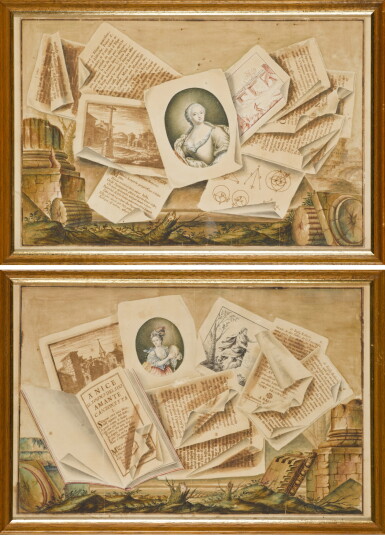 View full screen - View 1 of Lot 36. FRENCH SCHOOL, 18TH CENTURY | TWO TROMPE L'OEIL COMPOSITIONS .