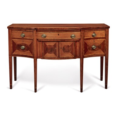 View full screen - View 1 of Lot 72. A Fine Federal Inlaid and Figured Mahogany and Cherrywood, Connecticut, Circa 1800.