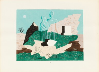 View full screen - View 1 of Lot 102. Le miroir magique. 1927. Très rare suite de pochoirs. Joints : 6 ouvrages illustrés par Hugo..