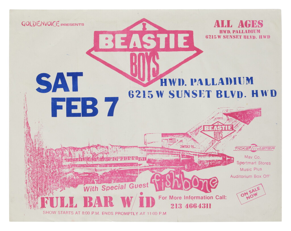 View full screen - View 1 of Lot 39. Beastie Boys concert at the Palladium flyer and VIP backstage pass, 1987.