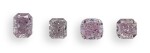 A Group of Four Fancy Pink and Purple Diamonds