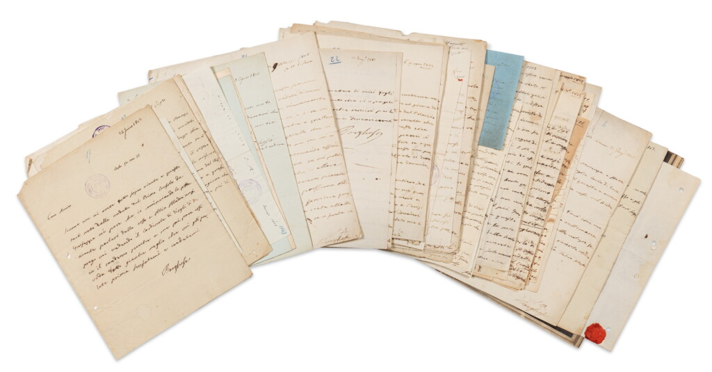 View full screen - View 1 of Lot 8. 58 lettres adressées au chevalier Luigi Angiolini par l’époux de Pauline Bonaparte, 1803-1818. Avec des lettres d’autres membres de la famille Bonaparte..