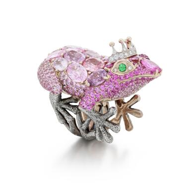 View full screen - View 1 of Lot 237. Bague pierres de couleur et diamants .