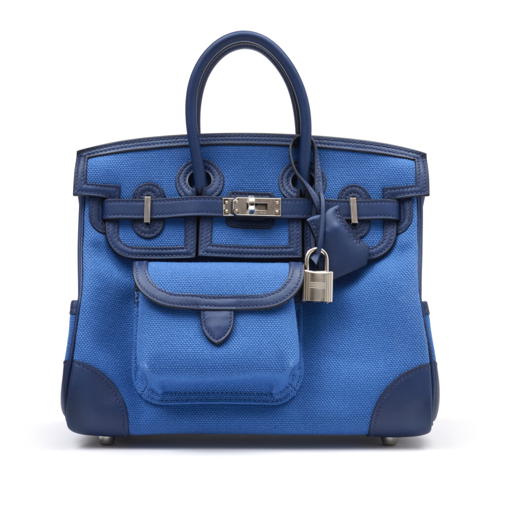 View full screen - View 1 of Lot 1040. Blue Egee Goeland Toile and Swift Cargo Birkin 25 Palladium Hardware, 2022.