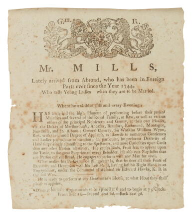 View full screen - View 1 of Lot 452. Mr. Mills | The one-armed conjurer who tells ladies when they are to be married .