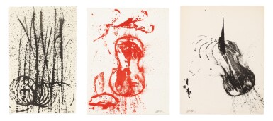 View full screen - View 1 of Lot 59. Les douze mois (i) ; Désert rouge (ii); Calligraphie de violon (iii).