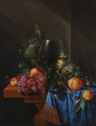View full screen - View 1 of Lot 327. Still Life with a Roemer, Grapes, Apricots, and Oranges.