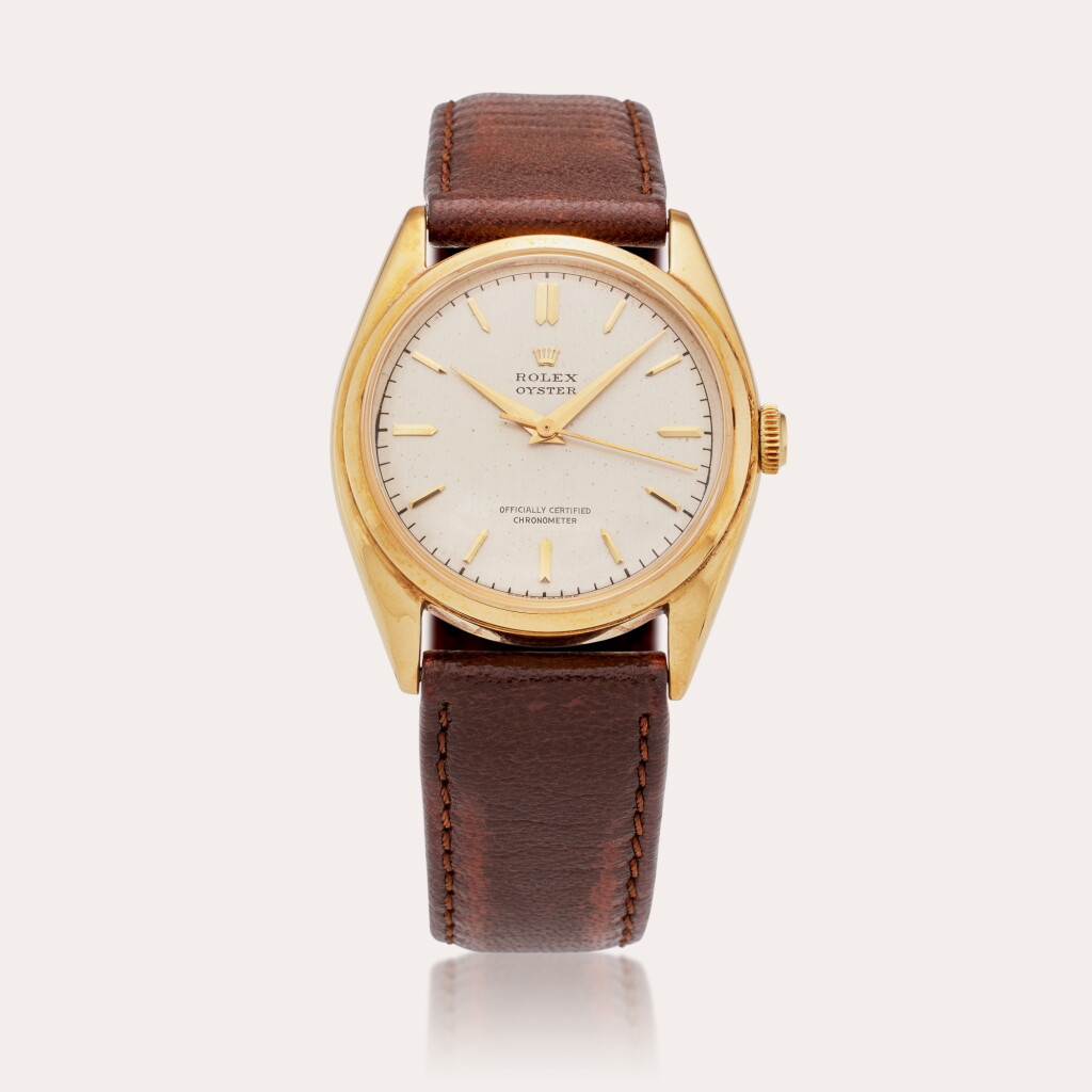 View full screen - View 1 of Lot 462. Reference 4365 Oyster | A yellow gold wristwatch, Circa 1960.