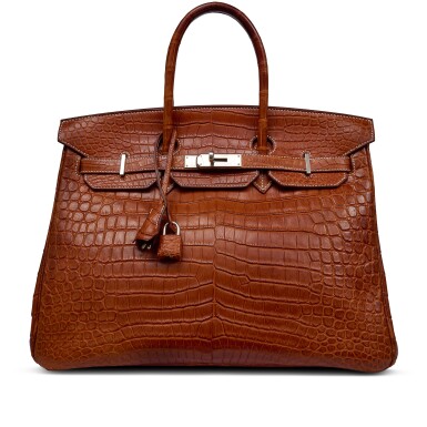 View full screen - View 1 of Lot 32. Fauve Matte Porosus Crocodile Birkin 35 Palladium Hardware, 2008.