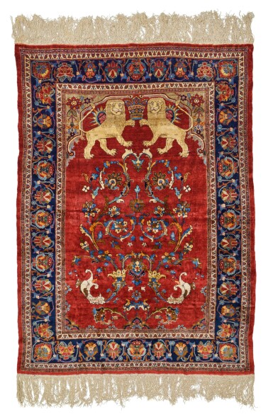 View full screen - View 1 of Lot 605. A Senna Silk Prayer Rug, Northwest Persia, Circa 1890.