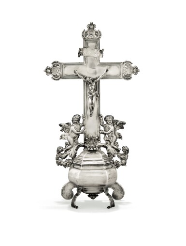 View full screen - View 1 of Lot 53. A SILVER HOLYWATER STOUP, BARTHÉLÉMY DECOURCHELLE, LILLE, 1739-1741 | BÉNITIER EN ARGENT PAR BARTHÉLÉMY DECOURCHELLE, LILLE, 1739-1741.