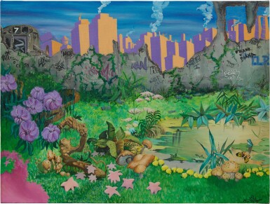 View full screen - View 1 of Lot 419. Untitled (Idyllic Scene with 7 Train).