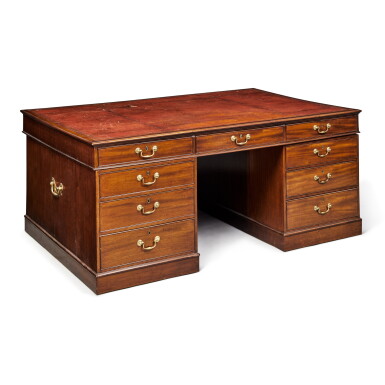 View full screen - View 1 of Lot 522. George III Mahogany Pedestal Desk.
