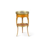 A Transitional kingwood and tulipwood marquetry table ambulante, circa 1760, attributed to Roger van der Cruse dit Lacroix