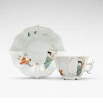 A Meissen Kakiemon fluted cup and saucer, Circa 1730