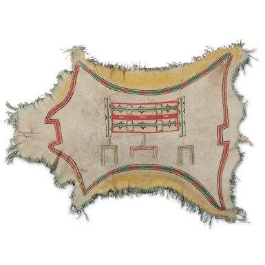 View full screen - View 1 of Lot 20. Arapaho Child's Robe with Incised and Painted Box-and-Border Design, 19th Century.