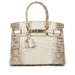 White Matte Niloticus Crocodile Himalaya Birkin 30 Palladium Hardware, 2015