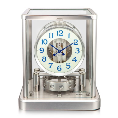 View full screen - View 1 of Lot 4008. JAEGER-LECOULTRE | CLASSIQUE, A RHODIUM-PLATED BRASS ATMOS CLOCK, CIRCA 2005.