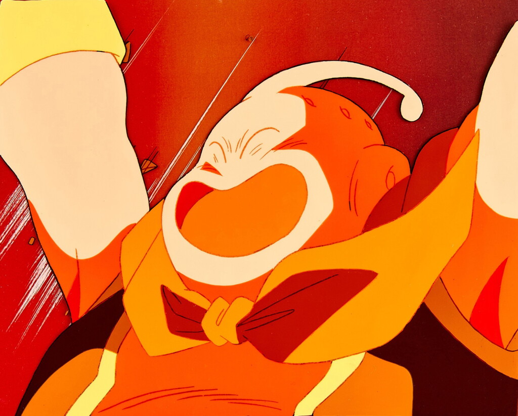 View full screen - View 1 of Lot 40. Majin Buu (Innocent Form) Animation Cels with Douga and Printed Background | 魔人布歐(無邪形態)賽璐璐,附線稿及印刷背景.