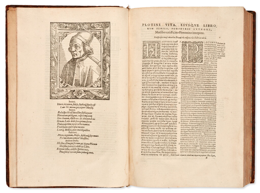 View full screen - View 1 of Lot 230. Plotinus, Opera, Basel, 1580, later mottled calf.