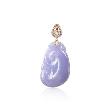 View full screen - View 1 of Lot 2789. Lavender Jadeite and Diamond Pendant | 天然紫色翡翠 配 鑽石 掛墜.