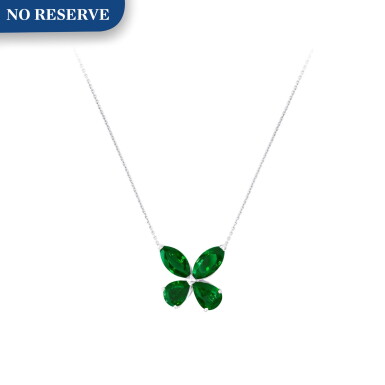 View full screen - View 1 of Lot 57. Graff | Emerald 'Butterfly' Pendant-Necklace.