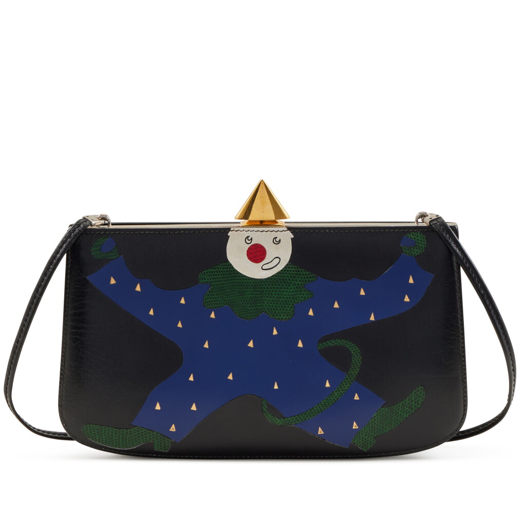 View full screen - View 1 of Lot 96. Vintage Black, Blue and Green Box, Lizard & Courchevel Sac à Malices Gold Hardware, 1993.