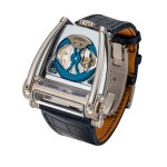 Horological Machine N°8 White gold and titanium three-dimensional jumping hour wristwatch with lateral time display Circa 2016 | MB&F「Horological Machine N°8」白金及鈦金屬跳時腕錶備側面時間顯示,年份約2016