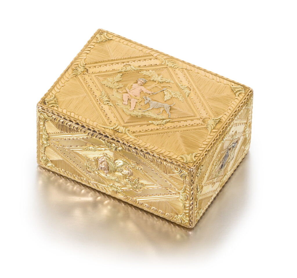 View full screen - View 1 of Lot 34. A four-colour gold snuff box, Charles Le Bastier, Paris, 1759/60.