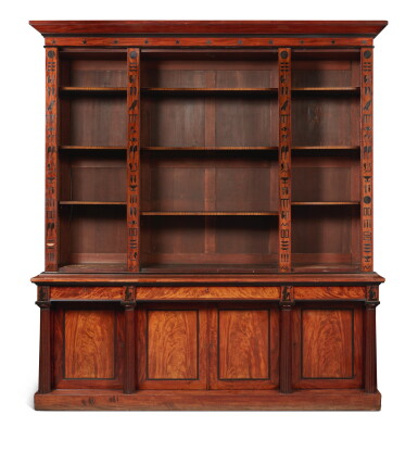 View full screen - View 1 of Lot 269. AN ENGLISH REGENCY LARGE MAHOGANY AND EBONISED BOOKCASE, CIRCA 1810.