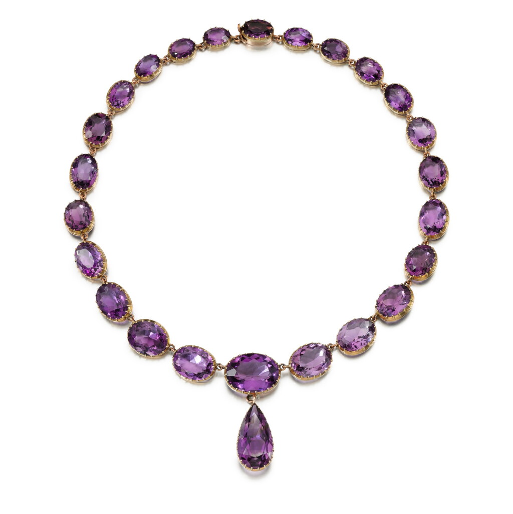 View full screen - View 1 of Lot 224. AMETHYST NECKLACE.