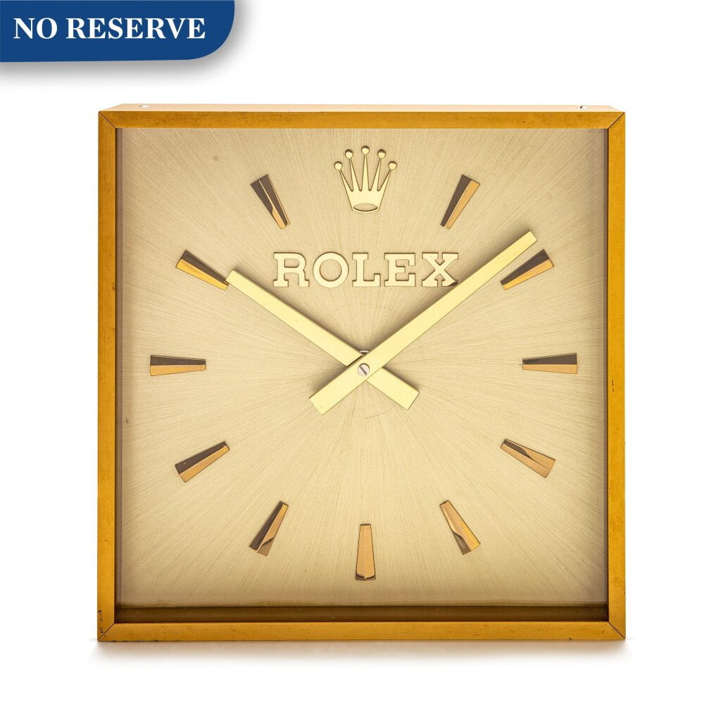 View full screen - View 1 of Lot 8029. Rolex | A gilt brass wall clock, Circa 1980 | 勞力士 | 鍍金銅製掛牆鐘,約1980年製.