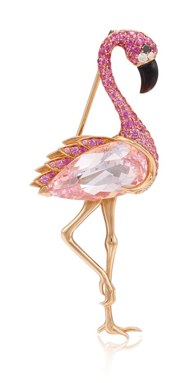 View full screen - View 1 of Lot 1125. GEM SET AND DIAMOND BROOCH | 寶石 配 鑽石 別針.