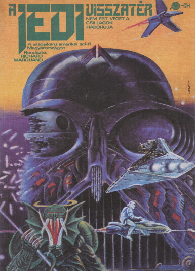 View full screen - View 1 of Lot 96. RETURN OF THE JEDI / A JEDI VISSZATÉR, FIRST HUNGARIAN RELEASE POSTER AND TRAM TIMETABLE CARD, TIBOR HELENYI, 1984.