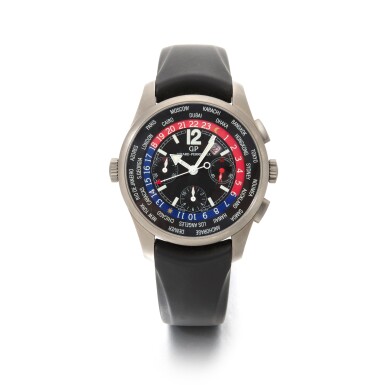 View full screen - View 1 of Lot 187. Girard-Perregaux titanium world time chronograph wristwatch Circa 2015 (Girard-Perregaux orologio cronografo in titanium Circa 2015).
