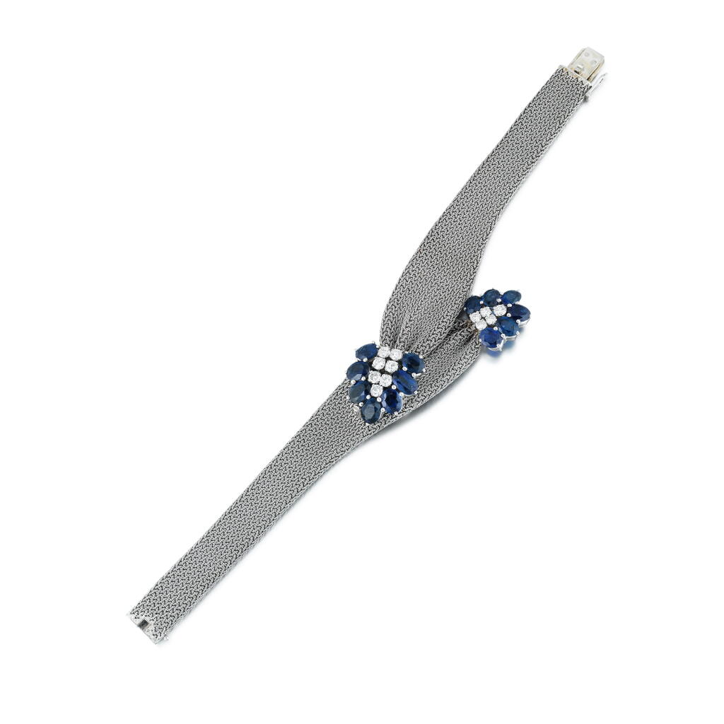 View full screen - View 1 of Lot 66. Lady's sapphire and diamond wristwatch.