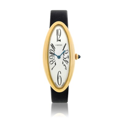 View full screen - View 1 of Lot 146. Reference 2605 Baignoire Allongée, A large yellow gold oval wristwatch, Circa 2005.