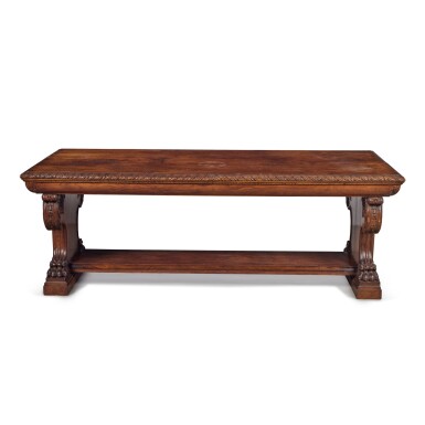 View full screen - View 1 of Lot 3. An Italian Baroque Style Walnut Refectory Table, 19th Century.