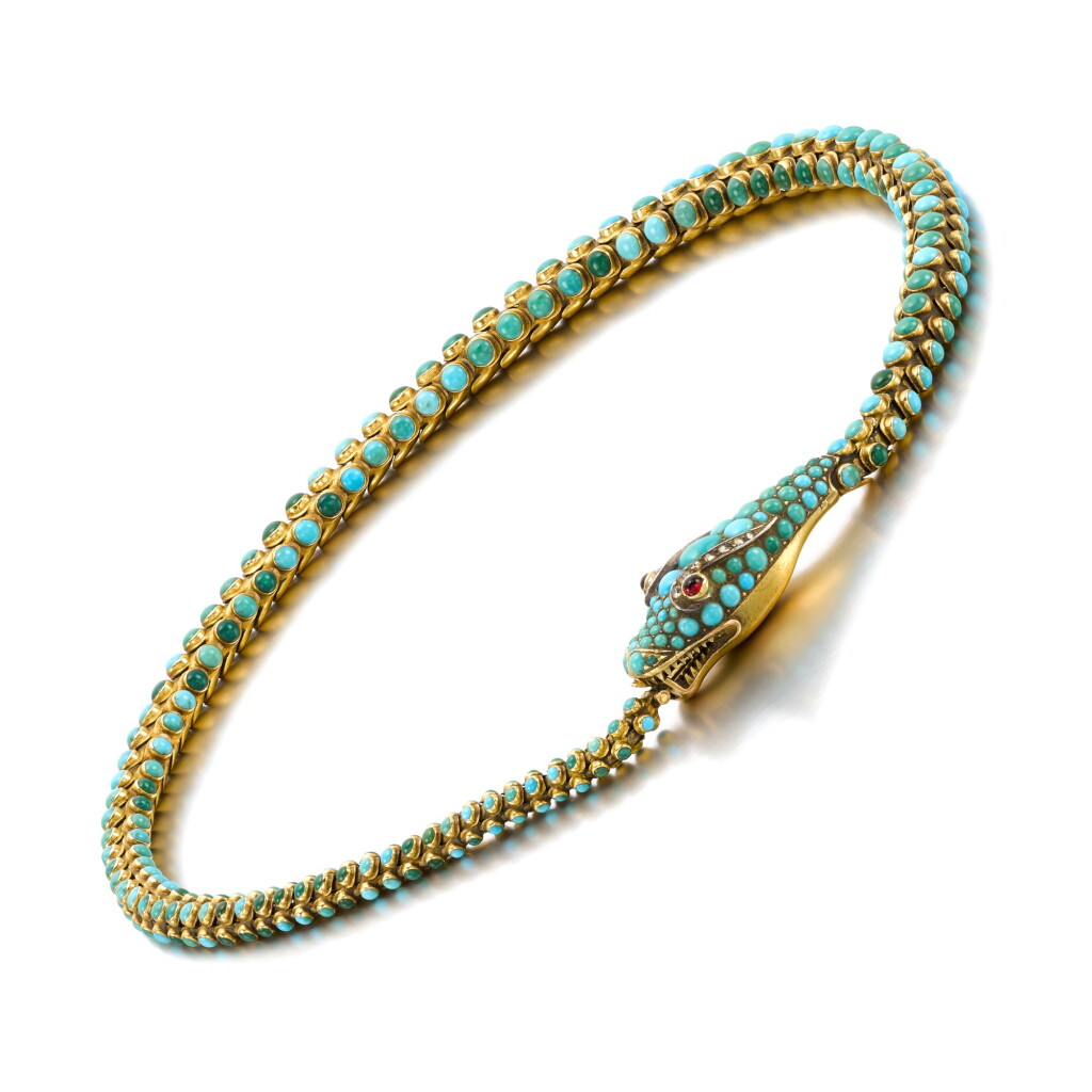 View full screen - View 1 of Lot 233. Turquoise and diamond necklace, 1840s.