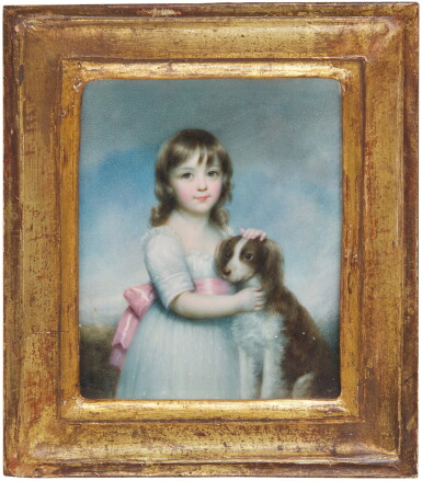 View full screen - View 1 of Lot 162. Portrait of a young girl, traditionally identified as a member of the Wyndham family, with her spaniel.